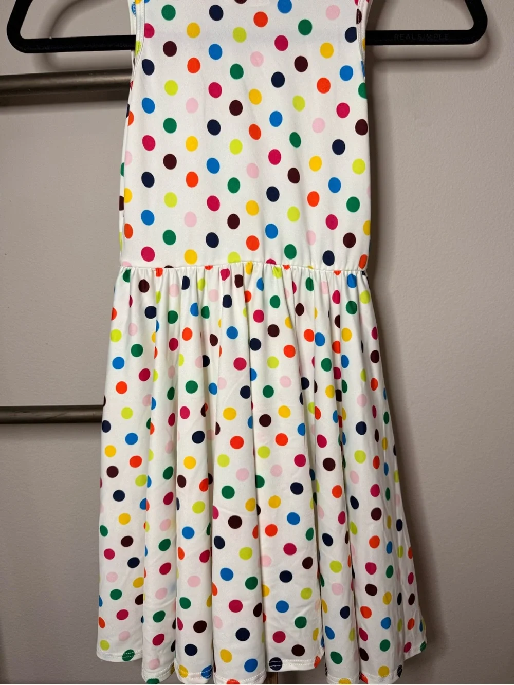 Dot Dot Smile White Sleeveless Dress with Multicolor Polka Dots